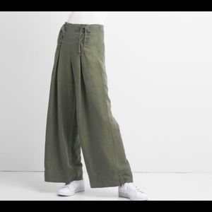 Gap Olive Green Lace Up High Rise Wide Leg Pants